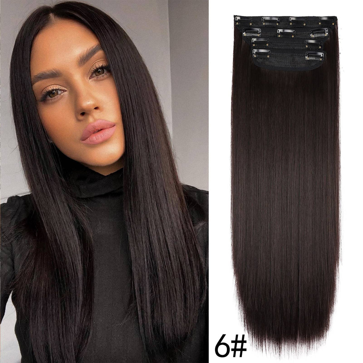4Pcs/Set 20Inch Synthetic Hair Clip In Long Wavy Thick Hairpieces For Women Full Head Synthetic extenciones para el cabello