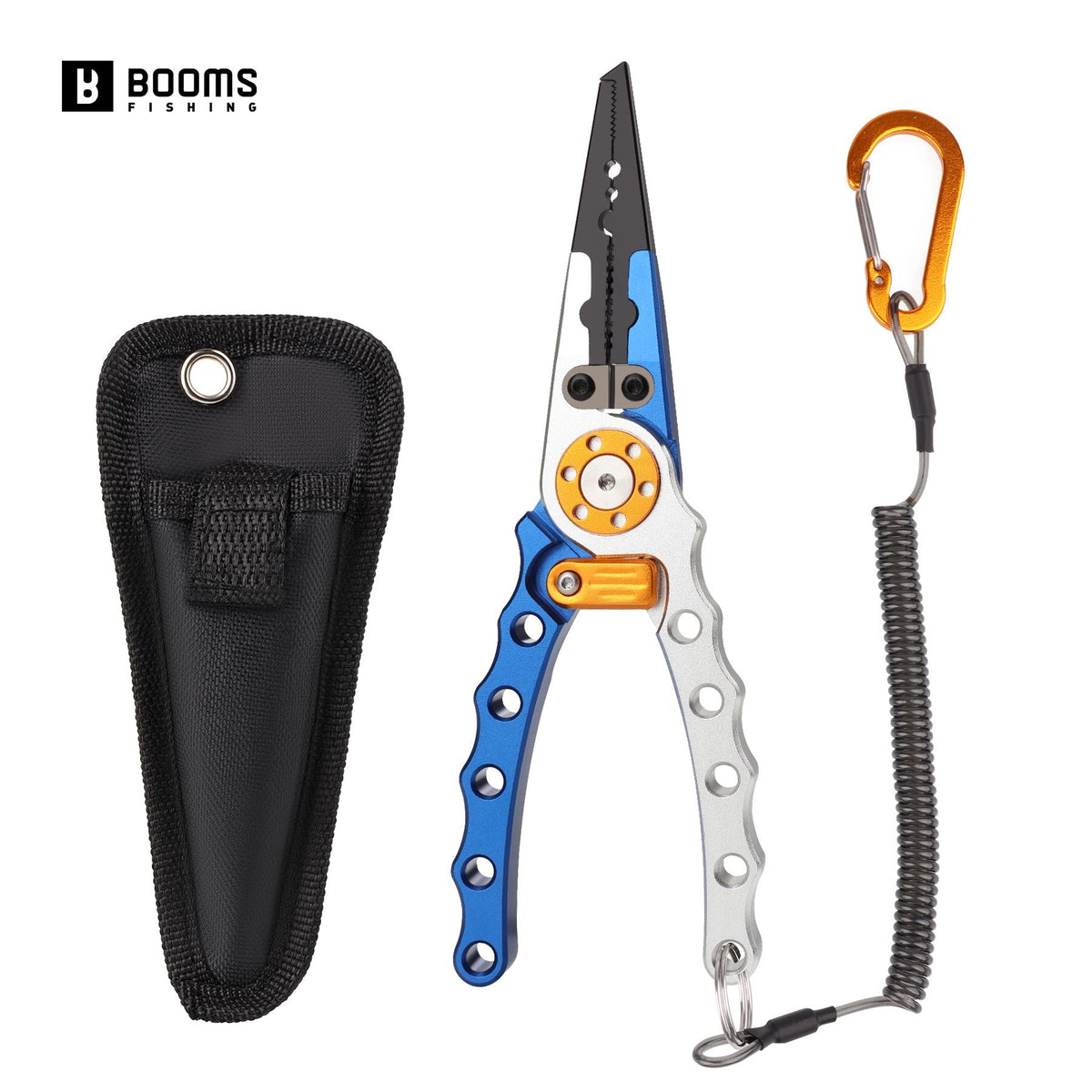 Booms Fishing X01 Aluminum Fishing Pliers Saltwater Fishing Multitool Hook Remover Line Cutting and Split Ring Fishing Tools