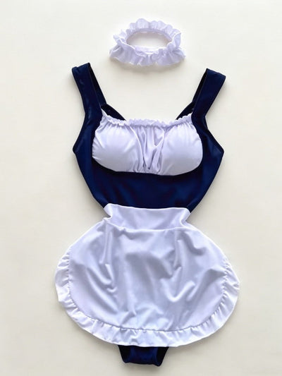 Bunny Complete Maid Cosplay Costume Set Ruffle Cosplay Vacation Halloween Outfit Halter Dress Set Outfit Costume Play Occasions