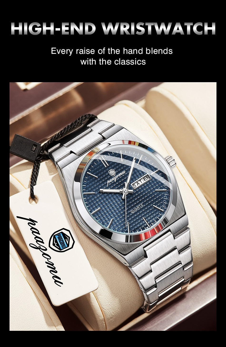 PAAZOMU Original Luxury Men Clock Fashion Luminous Waterproof Chronograph Date Watch For Man Leather Quartz Men's Watches Reloj