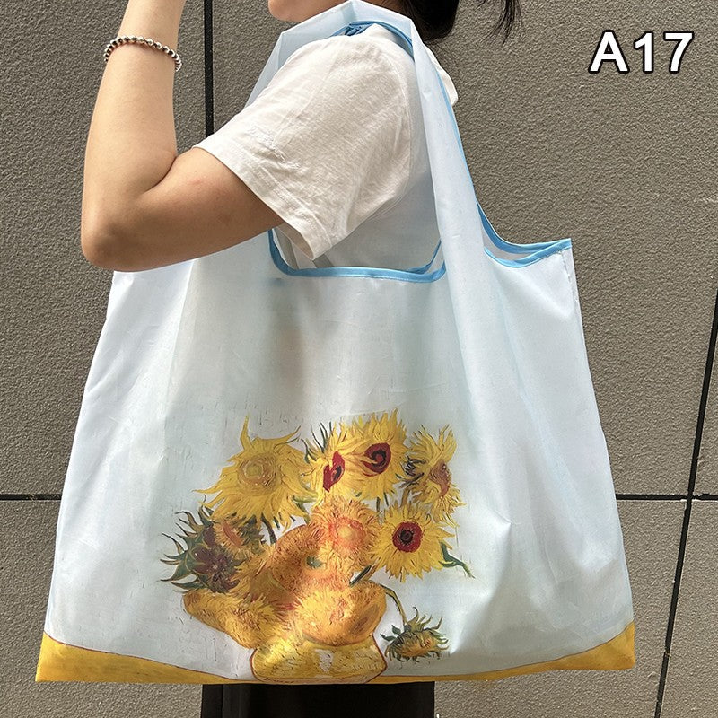 New Fashion Bag Foldable Shopping Bag Reusable Grocery Storage Bag Nylon Portable Shoulder Handbag Travel Tote Bag