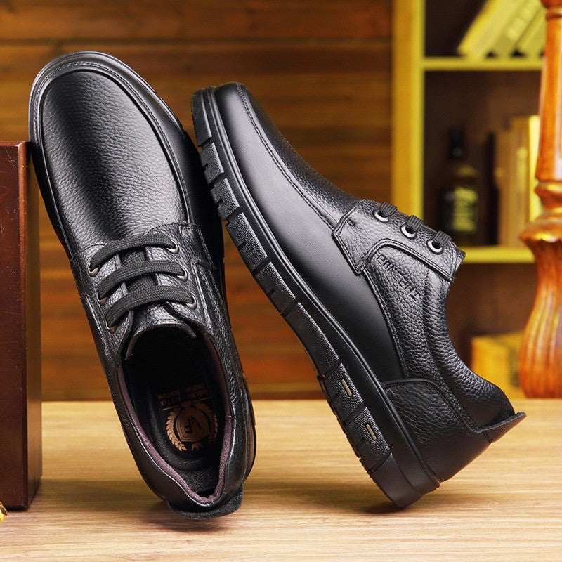 Hot Sale Men Genuine Leather Casual Shoes Soft Sole Lace-up Luxury Brand Middle-aged Old Man Dad Lightweight Loafers Shoes