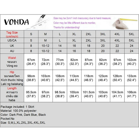 VONDA Plus Size Women Party Skirt 2024 Street High Waist Fashion Multi Layered Ruffled Hem Long Maxi Skirts Elegant Swing Bottom