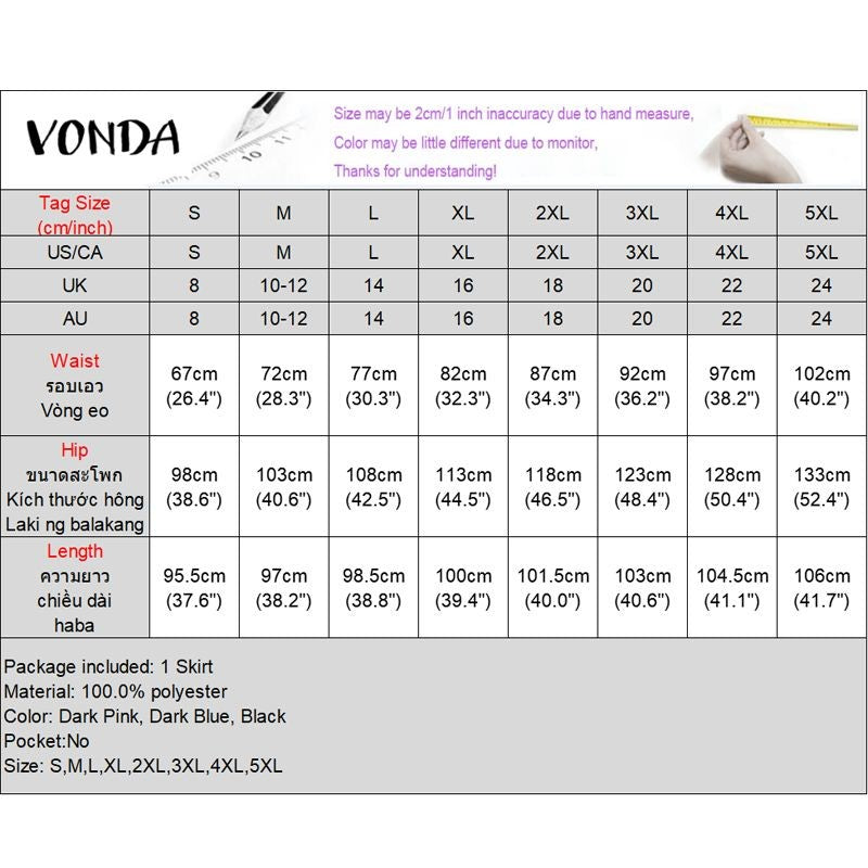 VONDA Plus Size Women Party Skirt 2024 Street High Waist Fashion Multi Layered Ruffled Hem Long Maxi Skirts Elegant Swing Bottom