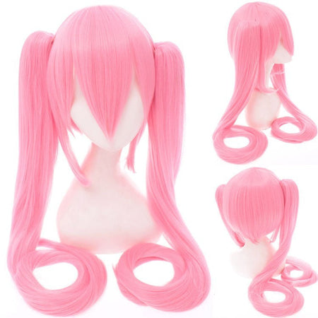 28 Colors Mi Ku Cosplay Wig Long Heat Resistant Synthetic Hair Clip Ponytails Halloween Party Wigs + Wig Cap Snow Mi Ku