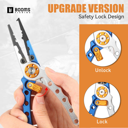 Booms Fishing X01 Aluminum Fishing Pliers Saltwater Fishing Multitool Hook Remover Line Cutting and Split Ring Fishing Tools