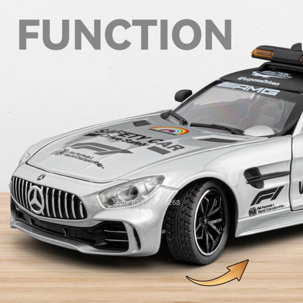 1:24 GTR F1 Safety 300SL Sport Car Model Toy Alloy Diecast Sound Light Shock Absorption Miniature Vehicle Models Collection Gift
