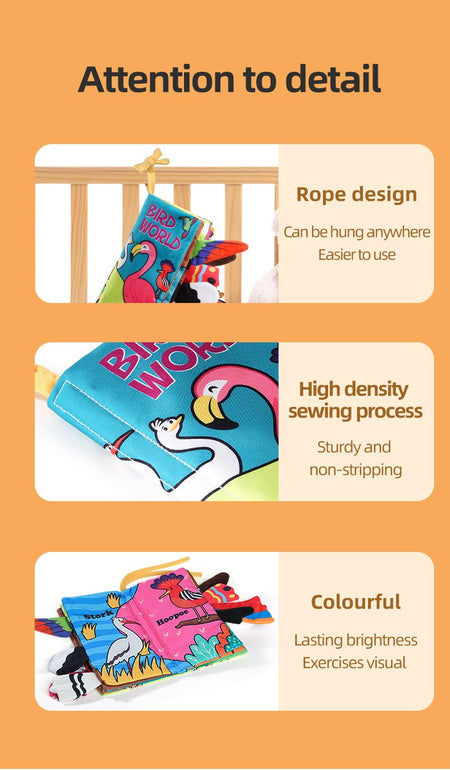 Baby Cloth Book Baby Toys 0-3 Year Old Infant Early Education Toys 6 Pages Cloth Book