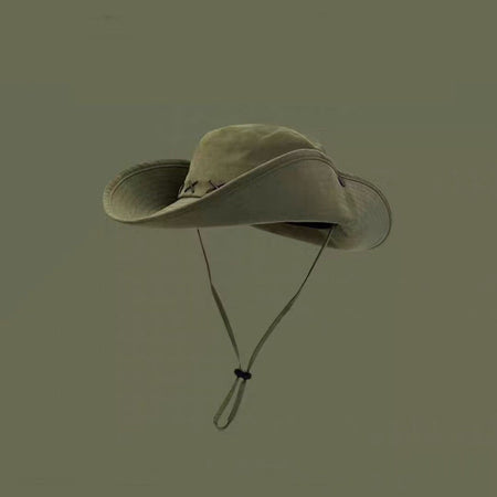 Breathable Western Cowboy Hat Adjustable Retro Wide Brim Sun Hat Mountaineering Anti UV Fisherman Sunshade Cap Unisex