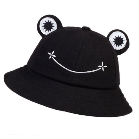 New Frog Shaped Parent Child Fisherman Hat with Embroidery for Men and Women, Sunshade, Warmth, Ear Protection Basin Hat