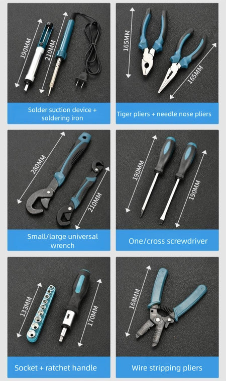 High-power Electric Drill Power Tool Sets Automotive Tools Multifunctional Repair Combination Tools Auto Repair Toolbox Kit