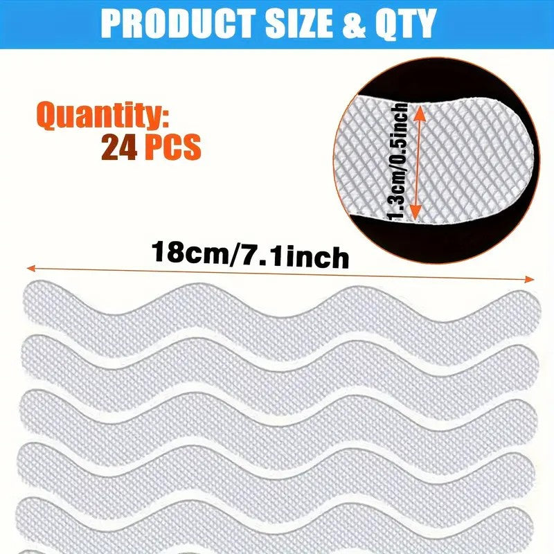 24Pcs Anti Slip Strips S-shaped Colorful Shower Stickers Bathtub Shower Stair Floor Safety Tape Bathroom Mats Bath Supplies