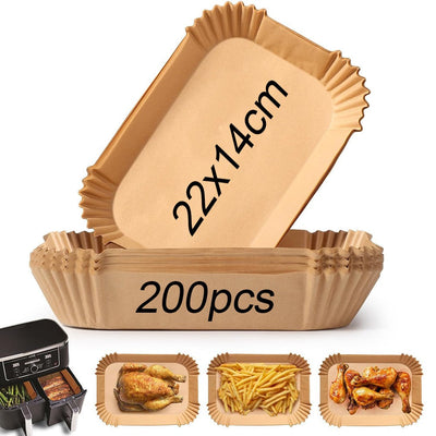 Air Fryer Paper for Dual Zone,100pz 22x14 cm,Disposable Non-stick Paper Air Fryer for Cecotec/Masterpro/Ninja AF300EU/AF400EU