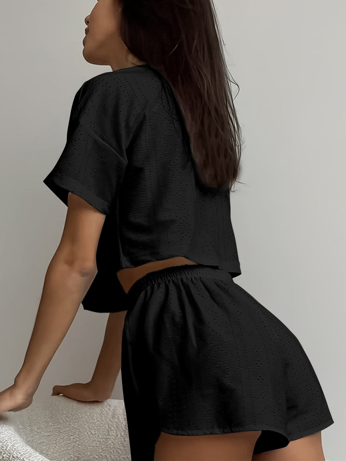 Solid Casual Pajamas For Women Two Pieces Sleepwear Women's Pajama Shorts Loungewear Sets Nightwear Female Home Suit Clothes