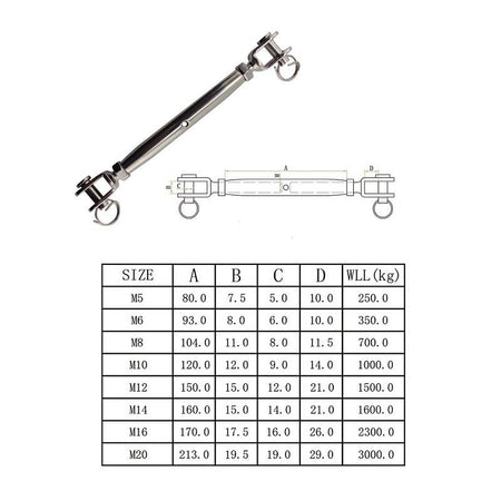 Stainless Steel 316 Closed Body Turnbuckle Jaw And Jaw M5 M6 M8 High Polished Rigging Hardware Heavy Duty For Boat Yach