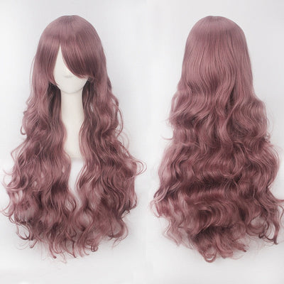 European and American style cos color anime wig, with foreign trade buckle net, universal, 80CM long, curly Synthetic fiber wig