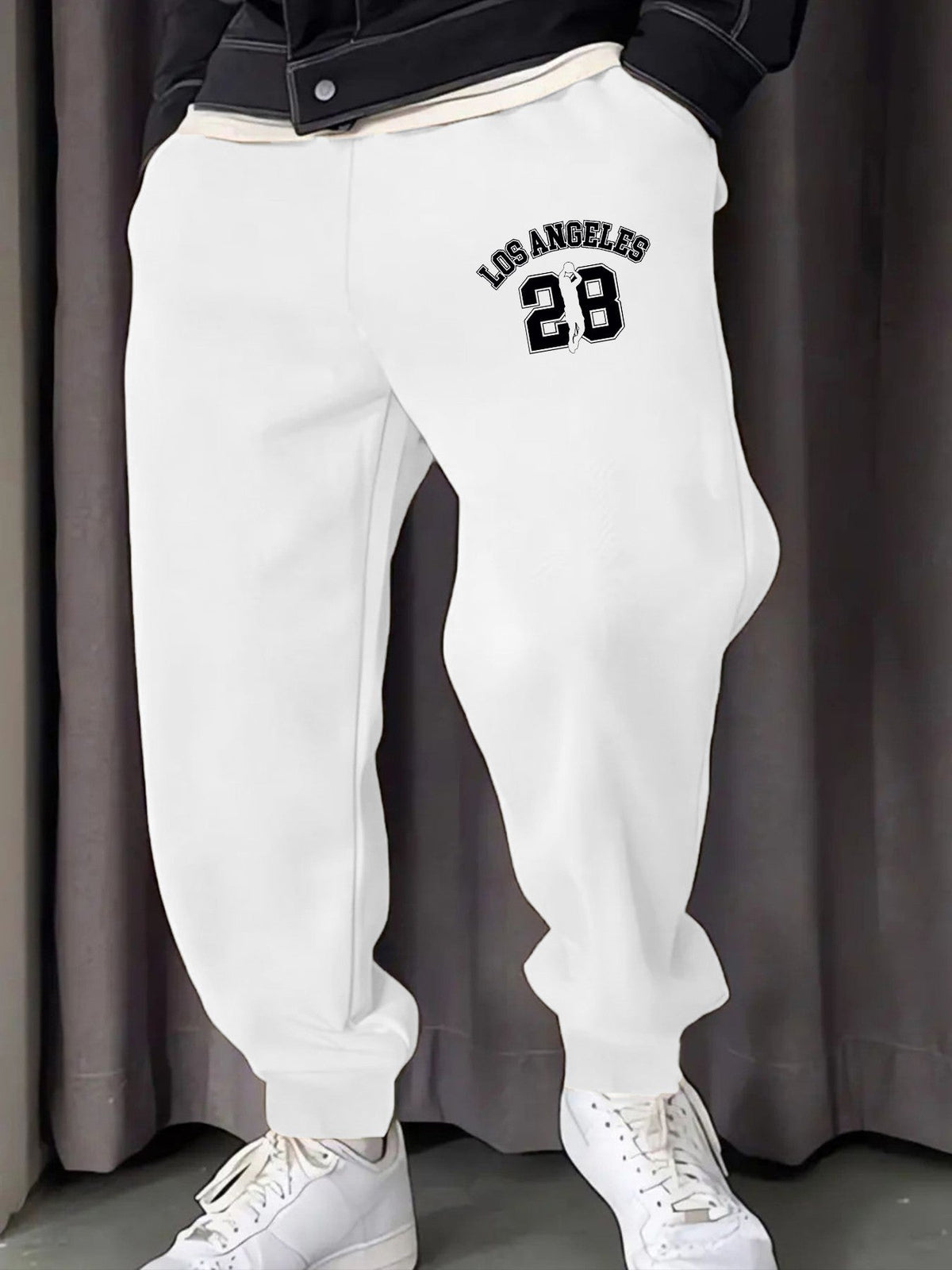 Los Angeges Number 28 Printing Male Sweatpants Fashion Long Pants Trendy Basic Trousers Casual Elastic Waist All-Match Pant