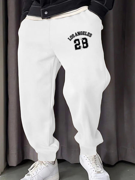 Los Angeges Number 28 Printing Male Sweatpants Fashion Long Pants Trendy Basic Trousers Casual Elastic Waist All-Match Pant