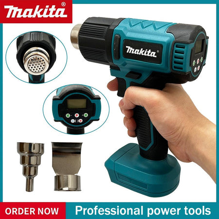 Makita Digital Display Electric Air Guns Cordless Heat Gun 2 Nozzles Industrial Shrink Wrapping Hot Air Gun for 20V Battery