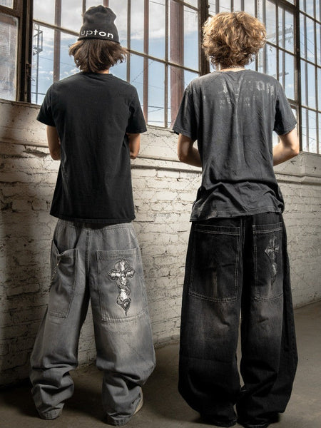American Retro Harajuku Bgaay Jeans Men Vintage Streetwear Trousers Trendy Hip-hop Punk Y2K High-waisted Straight Pants Women