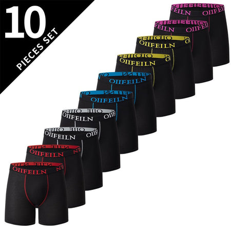 5/7/10 Pcs Men's Long Sports Parent-child Underwear Teenagers To Adults Multi-size Mix And Match Boyshort Elastic Waist Shorts