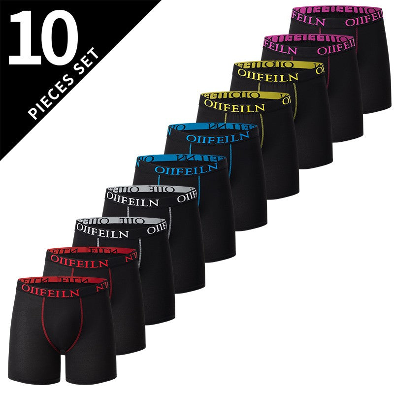 5/7/10 Pcs Men's Long Sports Parent-child Underwear Teenagers To Adults Multi-size Mix And Match Boyshort Elastic Waist Shorts