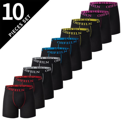 5/7/10 Pcs Men's Long Sports Parent-child Underwear Teenagers To Adults Multi-size Mix And Match Boyshort Elastic Waist Shorts