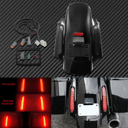 Motorcycle Rear Fender System Extension LED Fascia Set For Harley Touring 2009-2024 CVO Road Street Glide FLHR Ultra Limited
