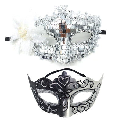 2Pcs Couples Gold Purple Black Blue Lace Masks Butterfly Venetian Face Cover for Mardi Gras Halloween Masquerade Party Costume
