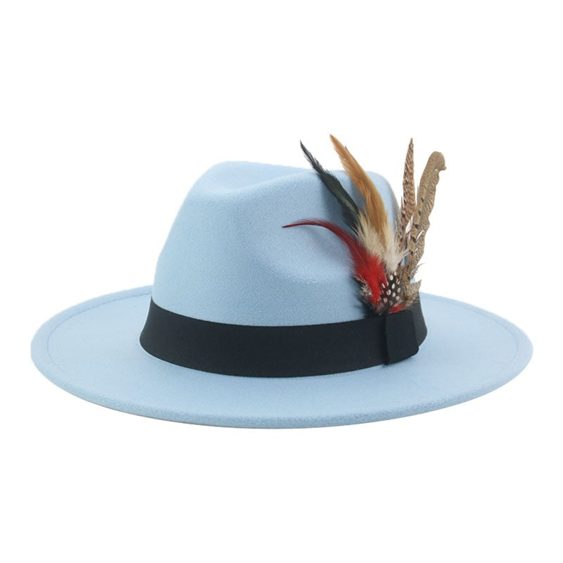 Hat Fedoras Winter Women Hats Men Felt Hat Feather Luxury Fashion Casual Wedding Decorate Men Women Fedora Chapeau Femme Bonnet