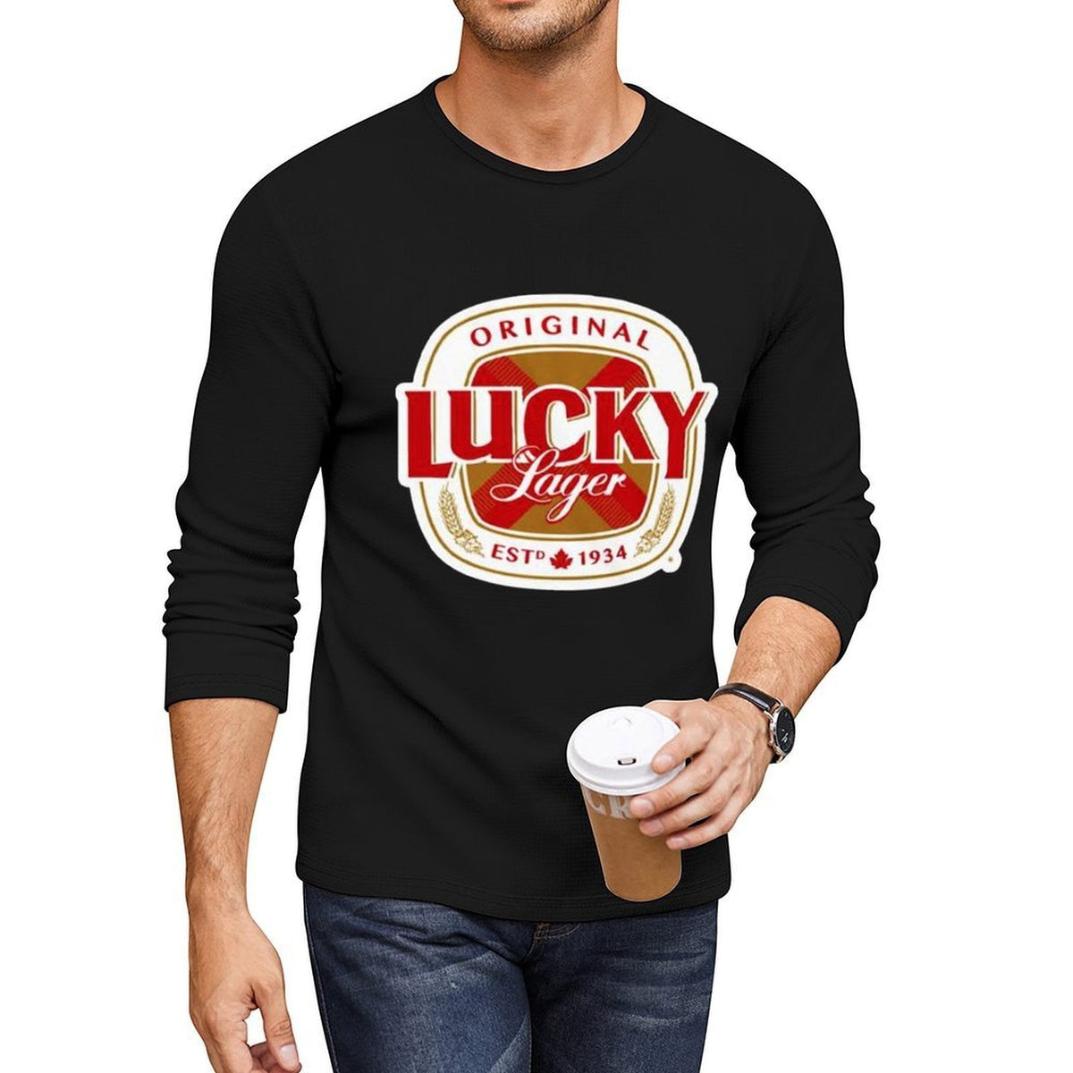 Lucky Lager San Francisco beer Logo Long T-Shirt plain t-shirt funny t shirts Tee shirt mens graphic t-shirts anime