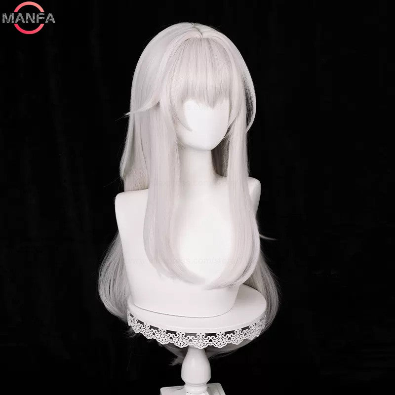 HSR Clara Cosplay Wig 75cm Long Straight Hair Silver Pink Wigs Heat Resistant Synthetic Wigs Halloween Party