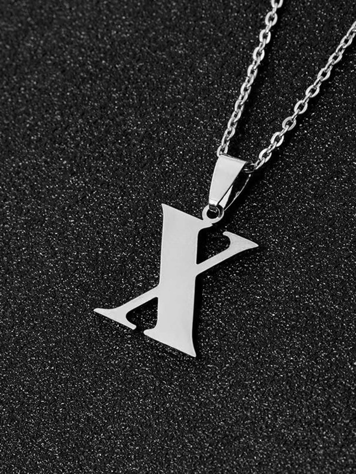 DGIDDK Stainless Steel Fashion Simple A-Z Small Letter Necklace Initial Pendant Fine Chain Alphabet Men Women Jewelry Gift