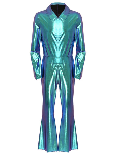 Men Bell Bottom Pants Jumpsuit Rompers Vintage 80s Disco Hippie Costume for Rock Jazz Dancewear Musical Theme Party Dress-up