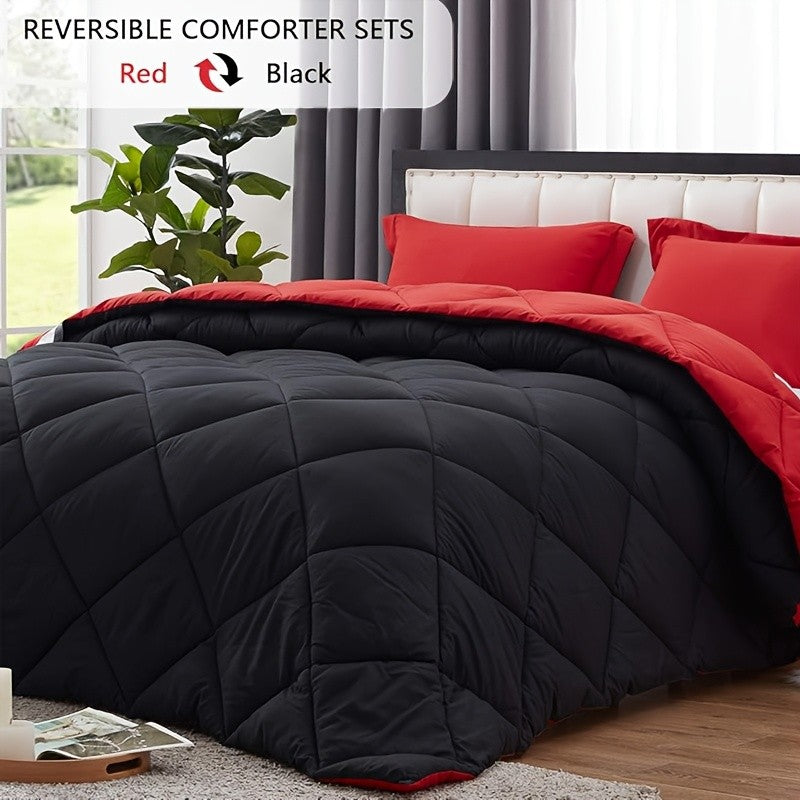 2/3pcs Reversible Comforter Bedding Set, Comforter Set Queen/King Size,For All Seasons, 1 Comforter And 1/2 Pillow Shams