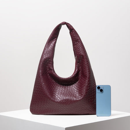Vintage Faux Woven Leather Shoulder Bag, Women's Handbag, Large Capacity Tote Bag, Crescent Bag, Zipper Underarm Bag, Daily Commuter Bag (Random Pattern)