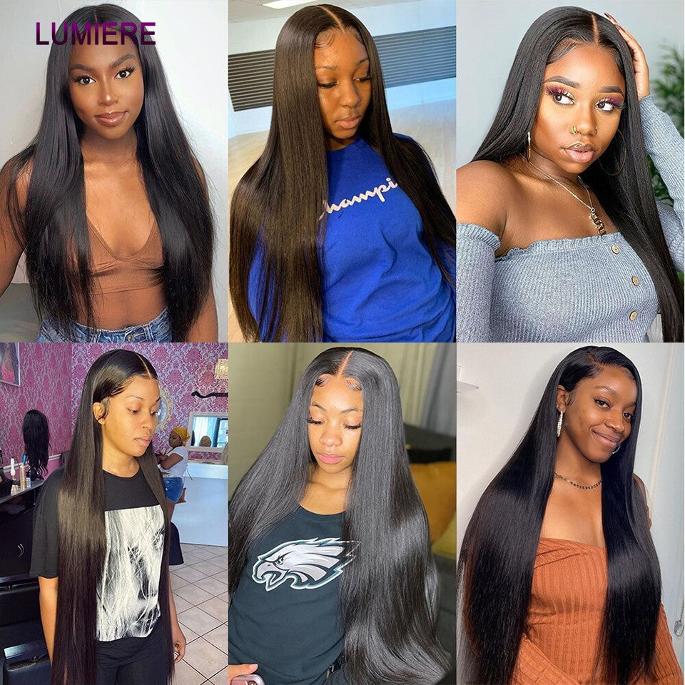 8-40" Bone Straight Human Hair Bundles 1/3/4 PCS Brazilian Hair Weave Raw Human Hair Bundles Deal Virgin Hair Extensions Lumiere