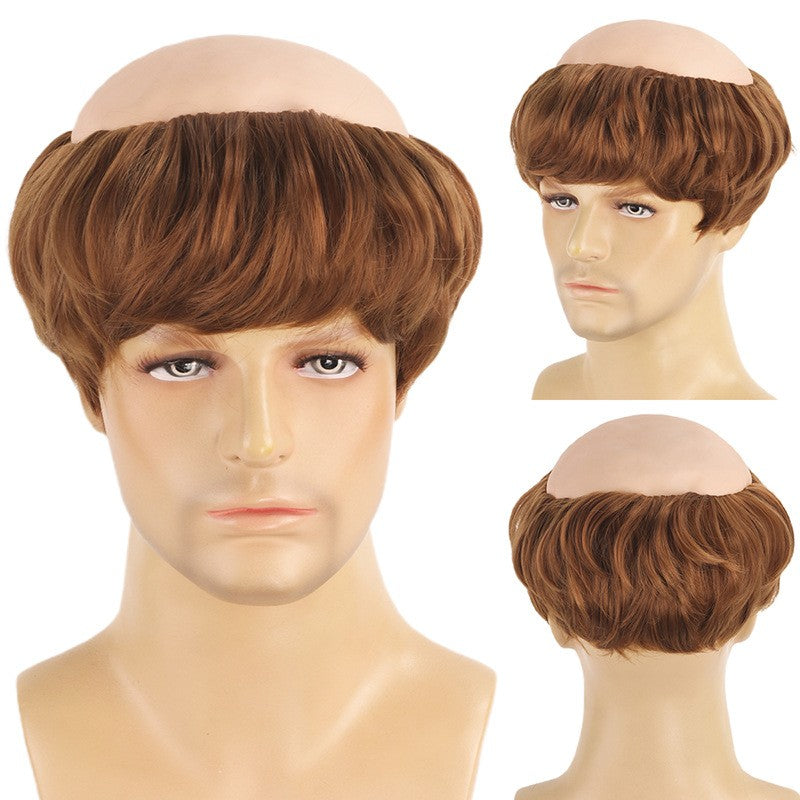 Fun Bald Cosplay Synthetic Hair Monk Wig, Novel Brown, Suitable For Halloween And Christmas-Themed Parties, 6-Inch Bald Wig
