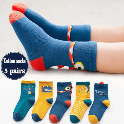 5Pairs Sanrio Cinnamoroll Kuromi Kawaii Spring and Autumn Cartoon Middle Tube Socks For Girls Boy Children Mid-calf Cotton Socks