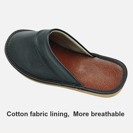 Big sizeGenuine Cow Leather Slippers Homes in indoor slipper Spring Autumn men women elderly non-slip casual single Slides shoes