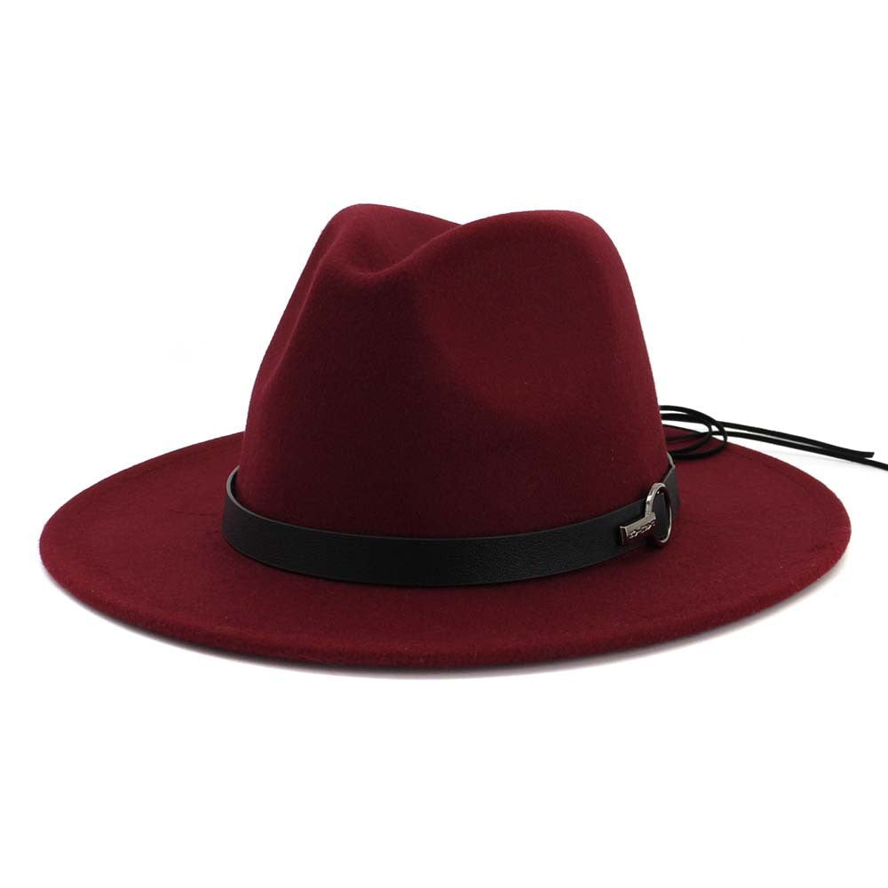 QBHAT Women Men Wide Brim Wool Felt Jazz Fedora Hats Panama Style Cowboy Trilby Party formal Dress Hat Large Size Yellow white