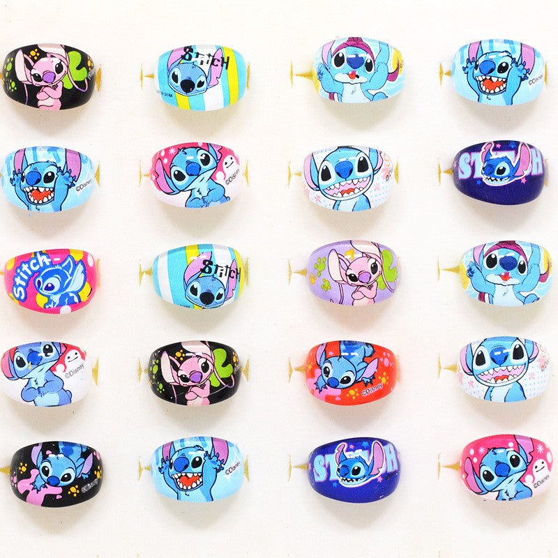 10/20pcs Disney Anime Stitch Ring Kawaii Lilo Stitch Children Acrylic Ring Cartoon Accessories Toy Kids Gifts