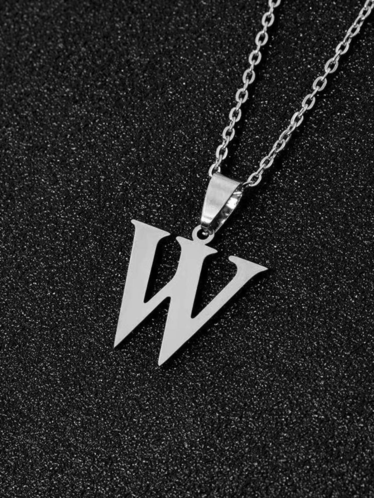 DGIDDK Stainless Steel Fashion Simple A-Z Small Letter Necklace Initial Pendant Fine Chain Alphabet Men Women Jewelry Gift