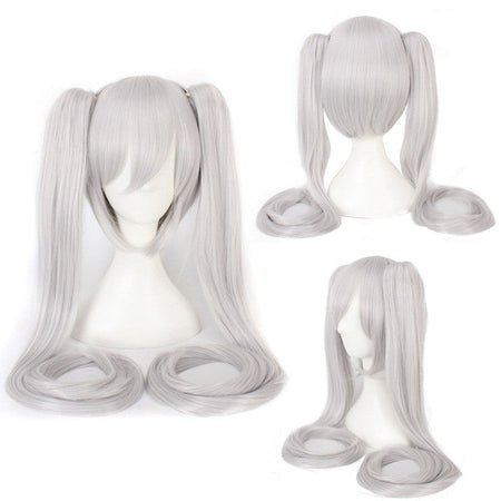 28 Colors Mi Ku Cosplay Wig Long Heat Resistant Synthetic Hair Clip Ponytails Halloween Party Wigs + Wig Cap Snow Mi Ku