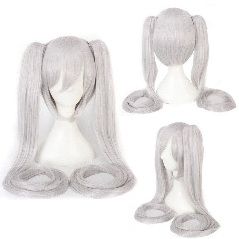 28 Colors Mi Ku Cosplay Wig Long Heat Resistant Synthetic Hair Clip Ponytails Halloween Party Wigs + Wig Cap Snow Mi Ku