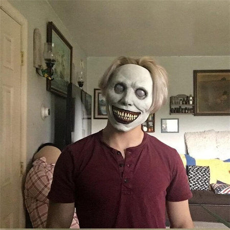 Scary Demon Halloween Mask Creepy White Face Cover Cosplay Prop for Haunted House Horror Party Costume Dress Up