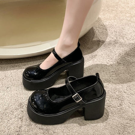 Fashion White Chunky Platform High Heels Women's 2024 New Fall/winter Mary Jane Shoes