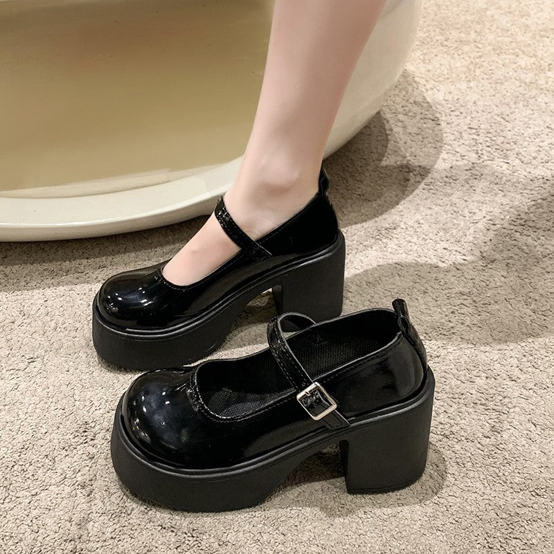 Fashion White Chunky Platform High Heels Women's 2024 New Fall/winter Mary Jane Shoes