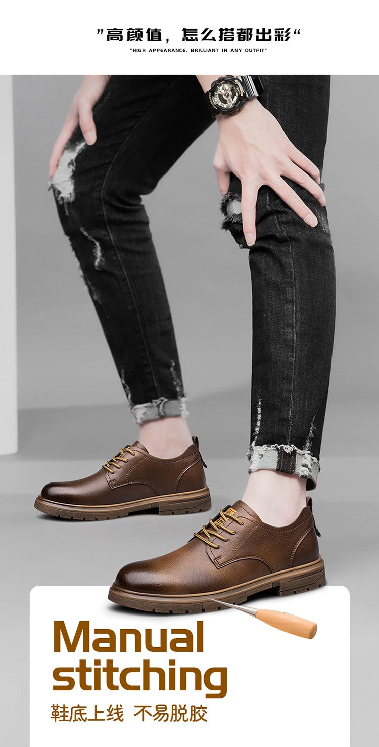 52/2000  CLOHOO handmade men's shoes business casual leather shoes breathable soft sole comfortable classic lace-up men's shoes