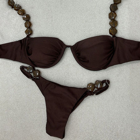 Push Up Sexy Micro Bikini 2025 Women Swimsuit Swimwear Brown Thong Bikinis Set Brazilian Beach Wear Bathing Suit Biquini Female